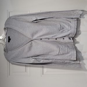 CARDIGAN: Light Grey Banana Republic VNeck Cotton Cardigan Long Sleeved Sweater